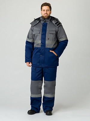 Костюм зимний Мегрес-2 СОП (тк.Смесовая,250) п/к, т.синий/серый Факел Спецодежда в Сургуте