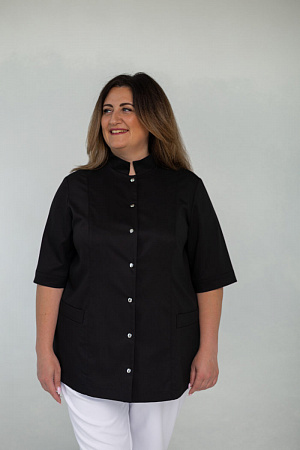 Блуза на кнопках PLUS SIZE, черная  в Сургуте