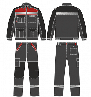 Костюм ProfLineBase-1 (тк.Твил,210) брюки, т.серый/черный/красный PROFLINE в Сургуте