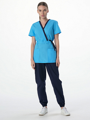 Костюм женский Симпл-001 (тк.Смесовая,120) MedLine, т.синий/голубой Факел Спецодежда в Сургуте